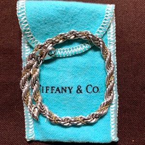 Tiffany & Co. 18k Yellow Gold & Silver 925 Rope Bracelet 7”